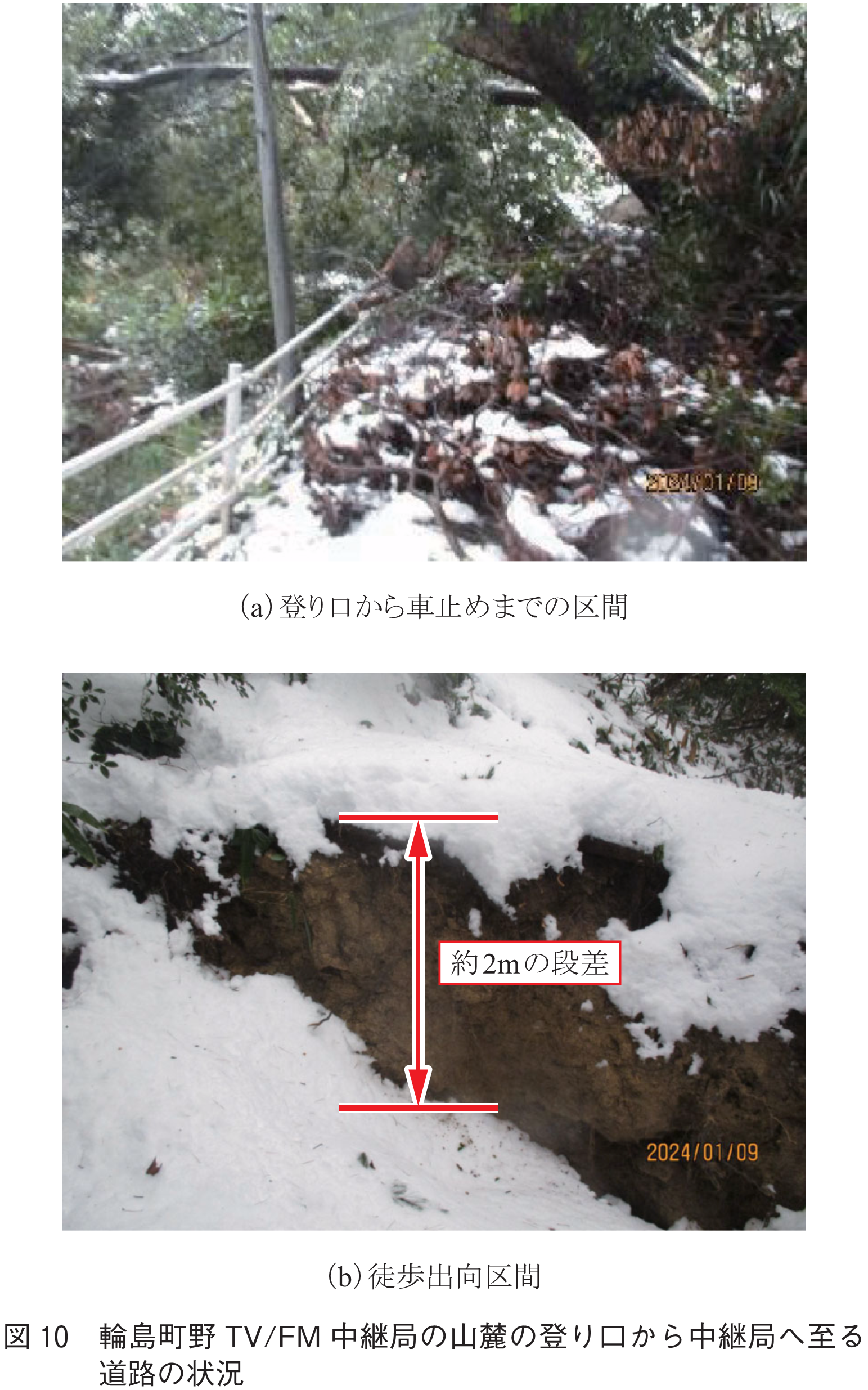 図10　輪島町野TV/FM中継局の山麓の登り口から中継局へ至る道路の状況